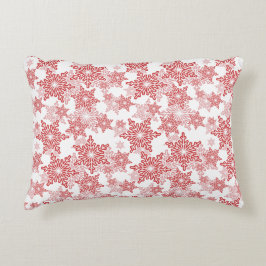 Almofada Decorativa Padrão de Floco de Neve Vermelho e Branco Invisíve