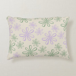 Almofada Decorativa Padrão de Flor Pequeno Púrpura Verde Retroativa