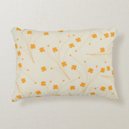 Almofada Decorativa Padrão de Flor Y2K 70s do Orange Beige Retro