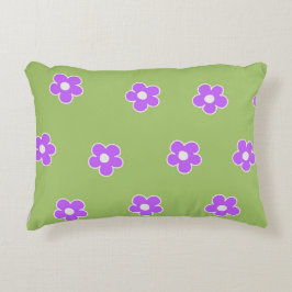 Almofada Decorativa Padrão de Flor Y2K Retro Roxo Verde