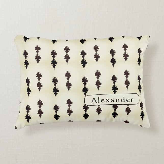 Almofada Decorativa Padrão de Folha de Carvalho Branco Personalizado (Frente)