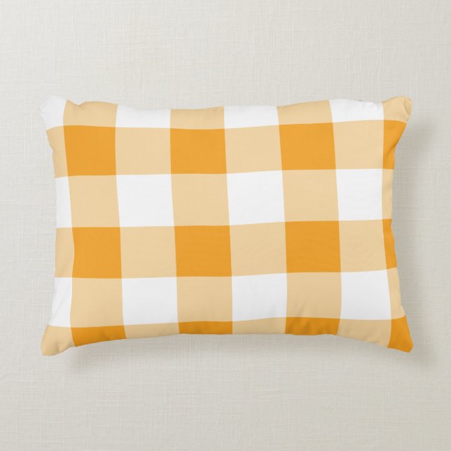 Almofada Decorativa Padrão de Gingham Amarelo (Frente)
