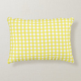 Almofada Decorativa Padrão de Gingham Amarelo Pastel