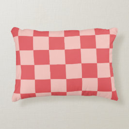 Almofada Decorativa Padrão de Gingham Vermelhos Rosa Verificado