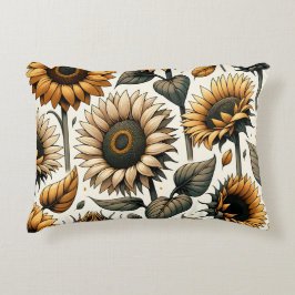 Almofada Decorativa Padrão de girassol vibrante