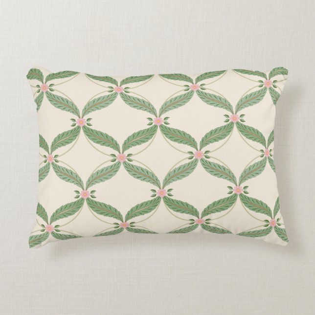 Almofada Decorativa Padrão de Grade de Folhas Simples (Frente)