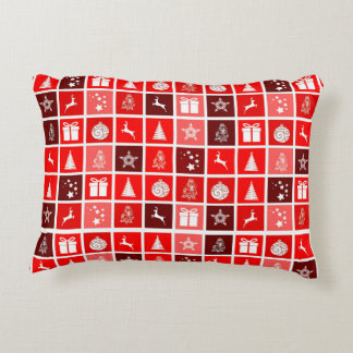 Almofada Decorativa Padrão de Grade de Natal Vermelho Minimalista Mode