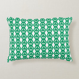Almofada Decorativa Padrão de Hexágono Branco Verde Trevo