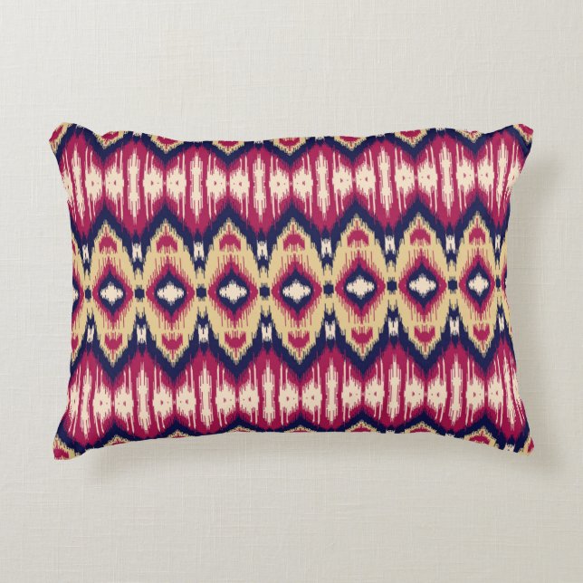 Almofada Decorativa Padrão de ikat chevron azul-rosa étnico T (Frente)