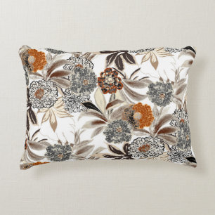 Almofada Decorativa Padrão de ilustração das flores e folhas de arte é