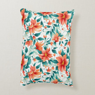 Almofada Decorativa Padrão de Jardim Floral Laranja Vibrante - Chá Ele