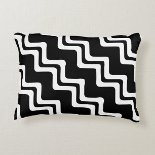 Almofada Decorativa Padrão de Linha de Cor Dupla Zig Zag Diagonal
