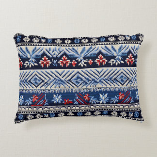Almofada Decorativa Padrão de Listra de Bordado Folclórico