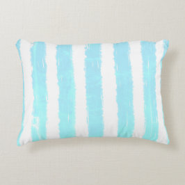 Almofada Decorativa Padrão de Listras de Aquarela com Brilho Falso Azu