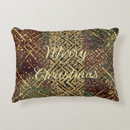 Almofada Decorativa Padrão de Luxo de Natal, Vermelho Dourado Verde Pr