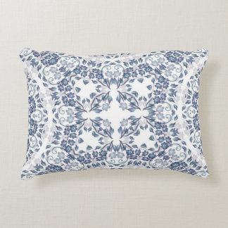 Almofada Decorativa Padrão de Mandala Geométrica Azul Empoeirado