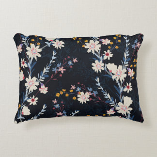 Almofada Decorativa Padrão de Marinho Floral do Jardim Noturno