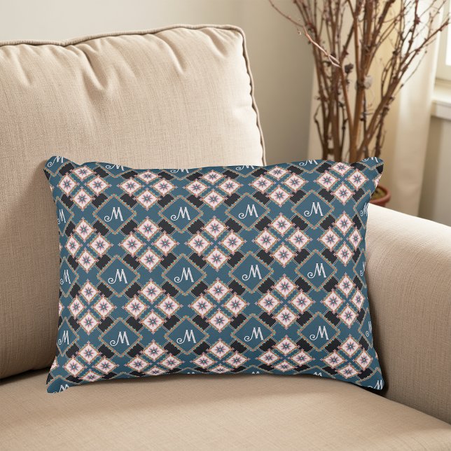 Almofada Decorativa Padrão de Monograma Geométrico Moderno (Criador carregado)