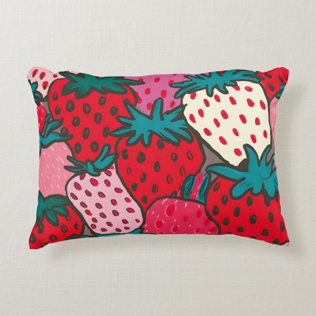 Almofada Decorativa Padrão de Morango (Frente)