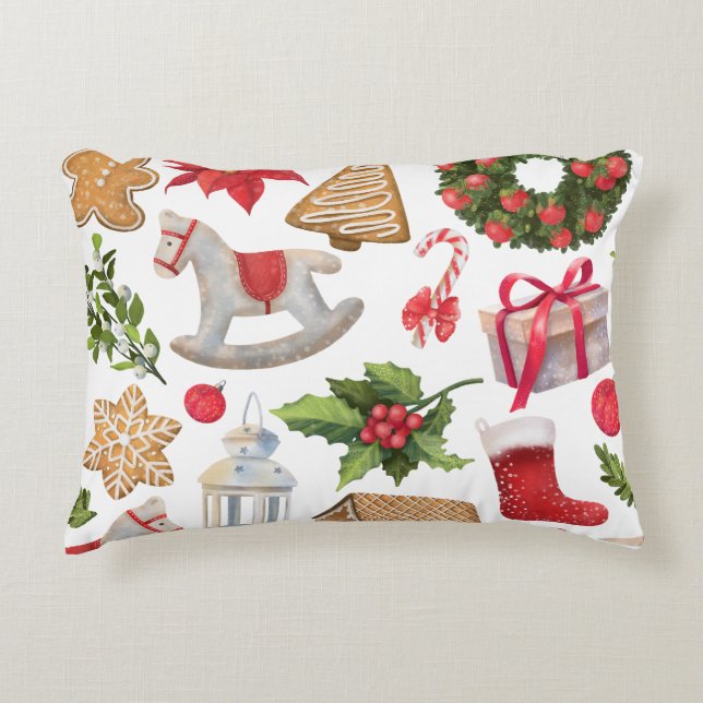Almofada Decorativa Padrão de Natal (Frente)