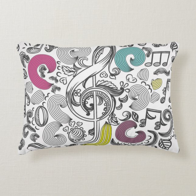 Almofada Decorativa Padrão de notas de música (Frente)