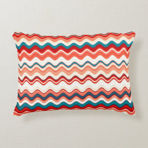 Almofada Decorativa Padrão de onda vermelho e azul