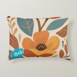 Almofada Decorativa Padrão de outono Terracotta & Teal