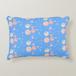 Almofada Decorativa Padrão de pontos cor-de-rosa azul brilhante