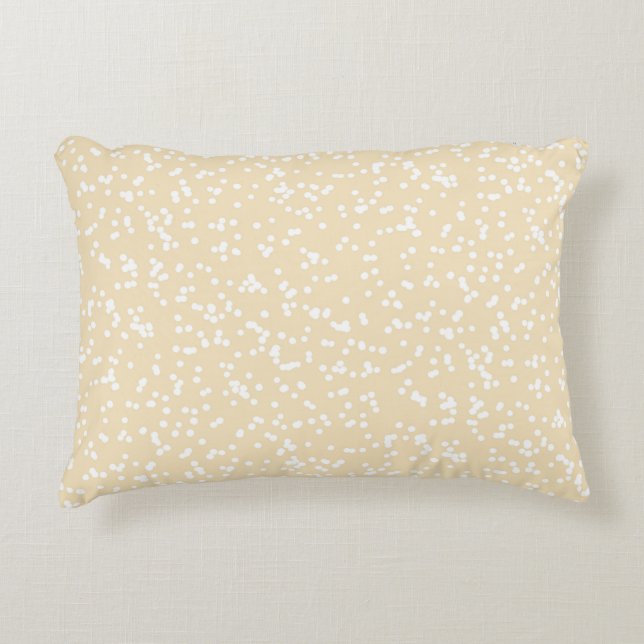Almofada Decorativa Padrão de Pontos Ditsy - Branco sobre Amarelo Clar (Frente)