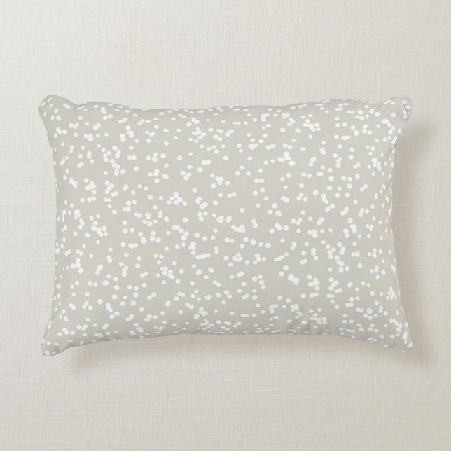 Almofada Decorativa Padrão de Pontos Ditsy - Branco sobre Bege/Cinza C (Frente)