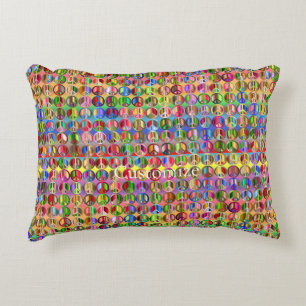 Almofada Decorativa padrão de símbolos de paz multicoloridos