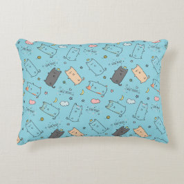 Almofada Decorativa Padrão de Sonhos de Gato Sonolento Fofo e Aconcheg
