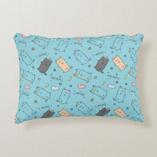 Almofada Decorativa Padrão de Sonhos de Gato Sonolento Fofo e Aconcheg