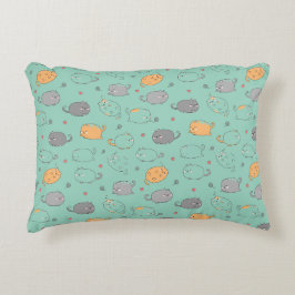 Almofada Decorativa Padrão de Sonhos de Gato Sonolento Fofo e Aconcheg