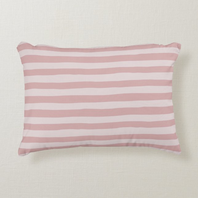 Almofada Decorativa Padrão de Stripe Rosa Dois Bons tons de Rosa (Frente)
