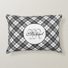 Almofada Decorativa Padrão de Tartan Gratuito Gratuito Monograma Branc