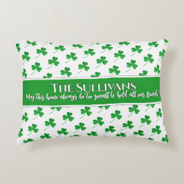 Almofada Decorativa Padrão de trevos irlandeses personalizado para cas