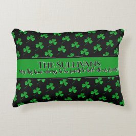 Almofada Decorativa Padrão de trevos irlandeses personalizado para cas
