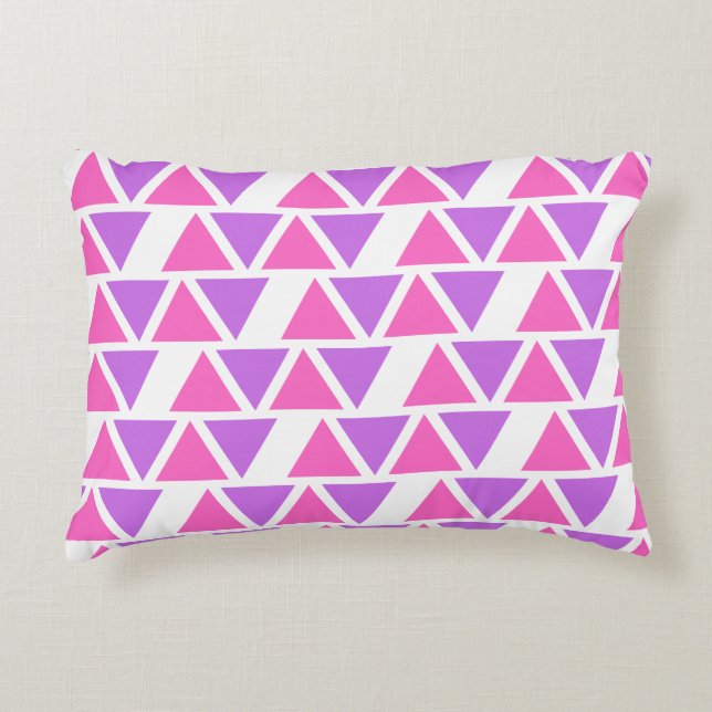 Almofada Decorativa Padrão de triângulo Rosa Roxo (Frente)