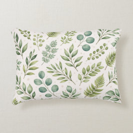Almofada Decorativa Padrão de Vegetação em Aquarela | Folhas Botânicas