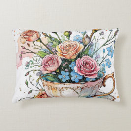Almofada Decorativa Padrão de Vinha Floral - Molho de Aquarela Arte Bo