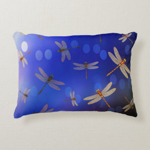 Almofada Decorativa Padrão De Voo Do Dragão Branco E Azul,