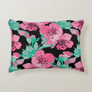 Almofada Decorativa Padrão Decorativo De Flor De Cereja Desenhado À Mã