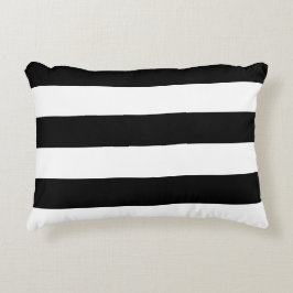 Almofada Decorativa Padrão Decorativo de Stripes Negras e Brancas com