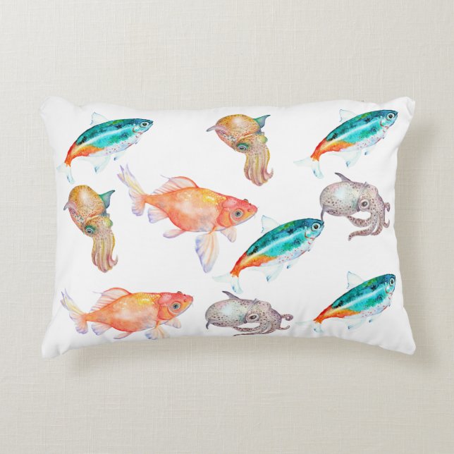 Almofada Decorativa Padrão dos animais marinhos (Frente)