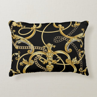 Almofada Decorativa Padrão Dourado Barroco Sem Costura