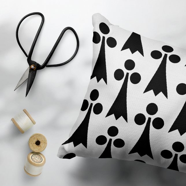 Almofada Decorativa Padrão Ermine, Padrão Medieval, Preto em Branco (Criador carregado)