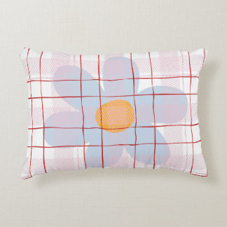 Almofada Decorativa Padrão escocês moderno Flor azul Tendência