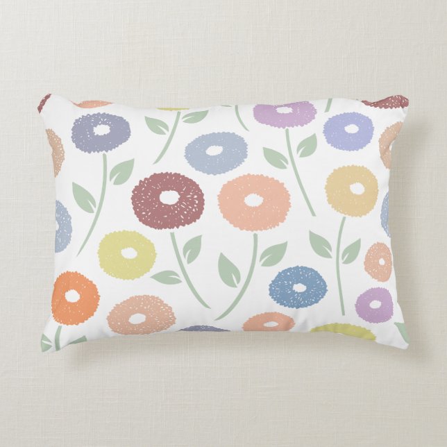 Almofada Decorativa Padrão Flor Fuzzy Lg Pastéis em Branco (Frente)