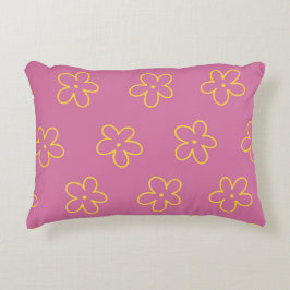 Almofada Decorativa Padrão Flor Simples Amarelo Roxo Retro